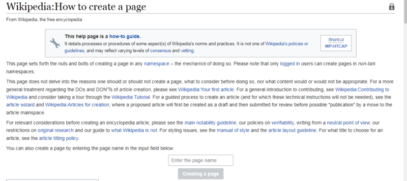 A Wikipedia page with links in blue