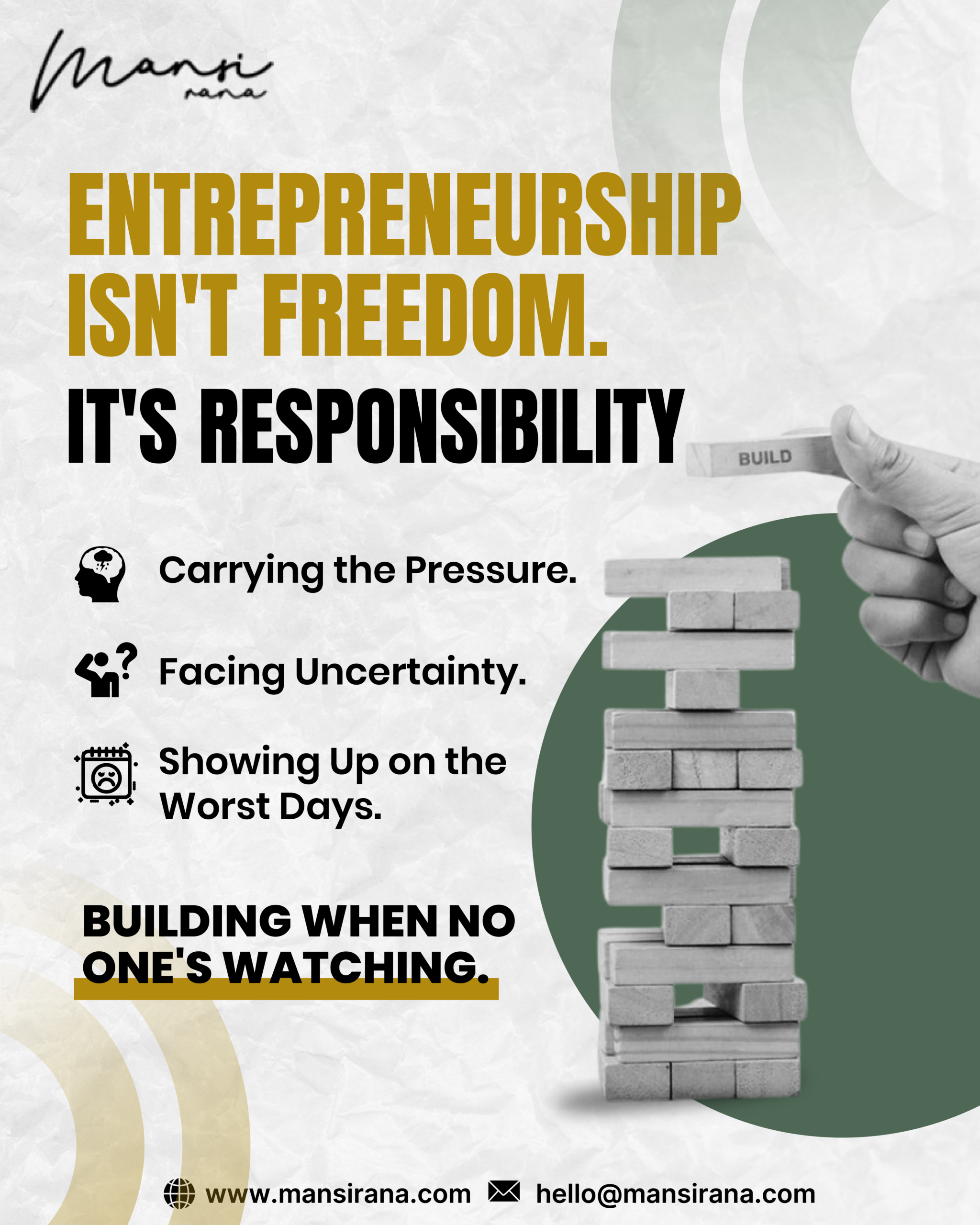 Mrd Static - Entrepreneurship is not freedom. It's Responsibility